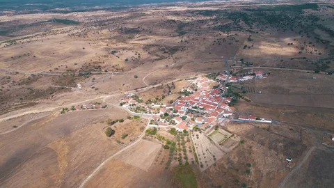 Aerial View Red Tiled Roofs Typical Village Video stock 77736792