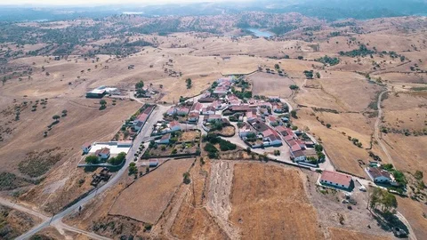 Aerial View Red Tiled Roofs Typical Village Stock Footage 77767039