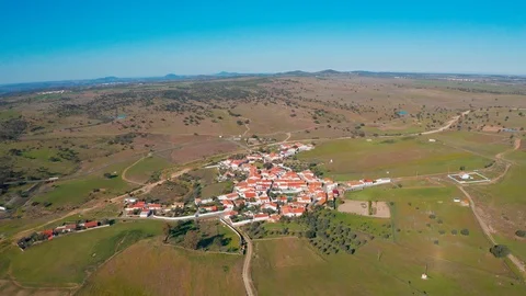 Aerial View Red Tiled Roofs Typical Village Stock Footage 105480792
