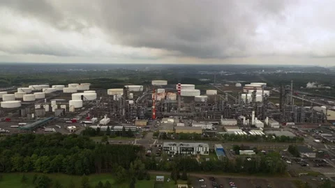 Aerial view of a refinery from drone Video stock 161486662