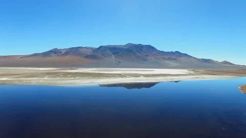 Aerial view of reflection of Salar de Tara, Atacama desert, Chile Stock Footage 72177845