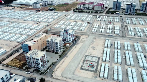 Aerial view of the refugee camp Stock Footage 258345242