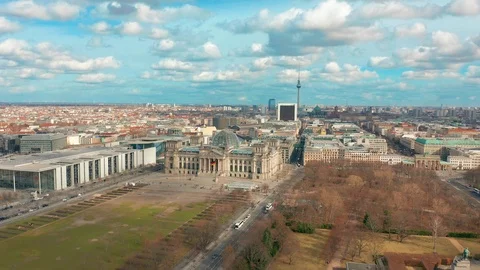 Aerial view. of Reichstag in Berlin 4K Stock Footage