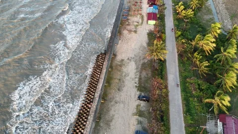 Aerial view of a relaxing spot on the beach Stock Footage 328059992