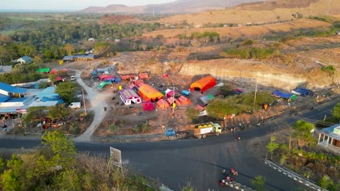Aerial view of a relief camp Stock Footage 345201551