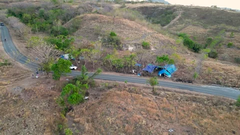 Aerial view of a relief camp Stock Footage 345202145