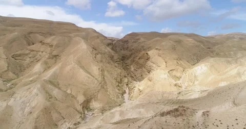 Aerial view of remote desert landscape, Jericho Governorate, Palestine. Stock Footage 268831844