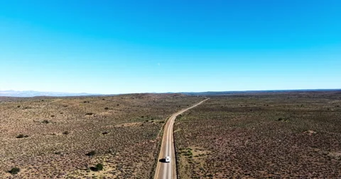 Aerial View of Remote Dirt Road Across the Karoo Wilderness Stock Footage 341398101