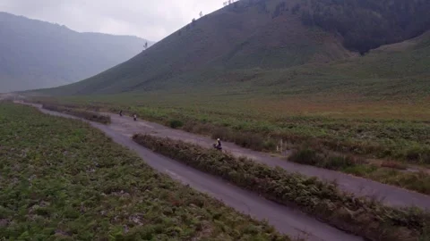 Aerial view of remote mountain road in Bromo, East Java, Indonesia. Stock Footage 279736528