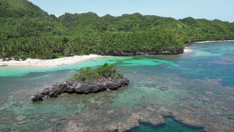 Aerial view of remote Playa Ermitaño beach near El Valle on the rocky coast of Stock-Footage 297767561