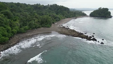 Aerial view of remote Playa Terco beach near Guachalito in the Chocó Stock-Footage 272436688