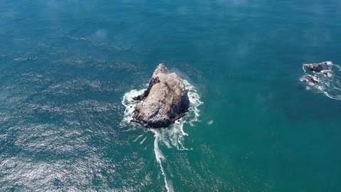 Aerial View of Remote Sea Stack Found Off California Coast Stock Footage 111738381