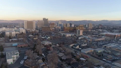 Aerial view of Reno Camera Pulls up Stock Footage 104045550
