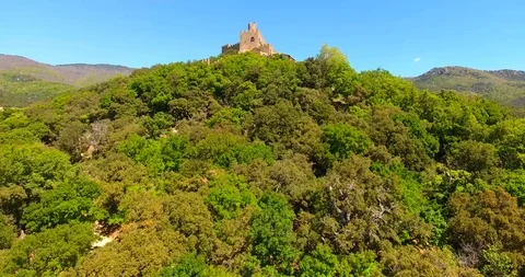 Aerial view of requesens castle Stock Footage 108613383