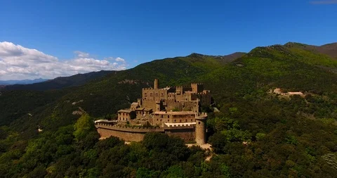 Aerial view of requesens castle Stock Footage 108613461