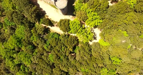 Aerial view of requesens castle Stock Footage 108613488