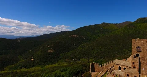 Aerial view of requesens castle Stock Footage 108613532