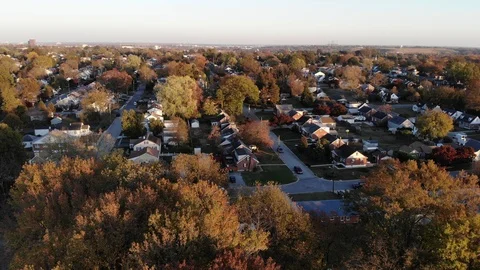 Aerial view of the residential area in the Fall near Wilmington, Delaware, U.S.A Stock Footage 119553583