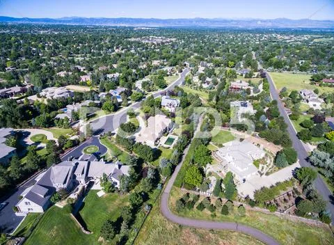 Aerial view of residential area with luxury homes Stock Photos
