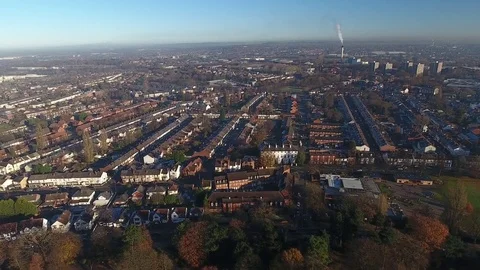 Aerial view of a residential area in Wolverhampton, UK. Stock-Footage 70353412