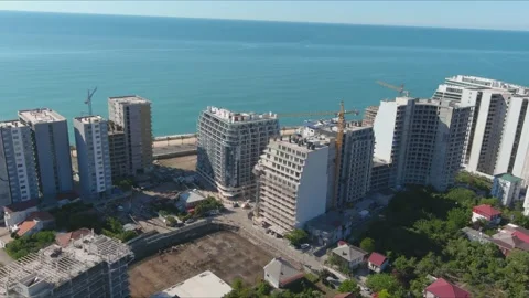Aerial view of the residential complex on New Boulevard in Batumi Stock Footage 164030199