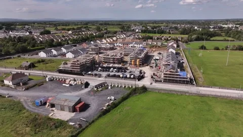 Aerial View Of Residential Construction Site Building New Houses In Ireland Stock Footage 346417838