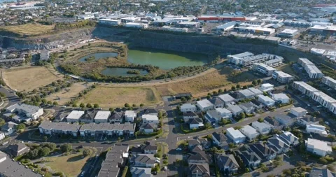 Aerial view of residential development. STONEFIELDS, AUCKLAND, NZ Video stock 302930664