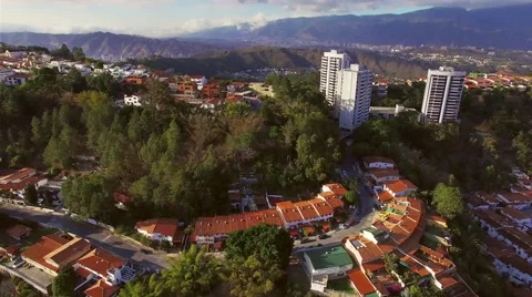 Aerial view of a residential district overflight on a capital city Stock Footage 59124998