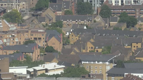 Aerial view residential district traditional houses design suburban London UK Stock Footage 59654355