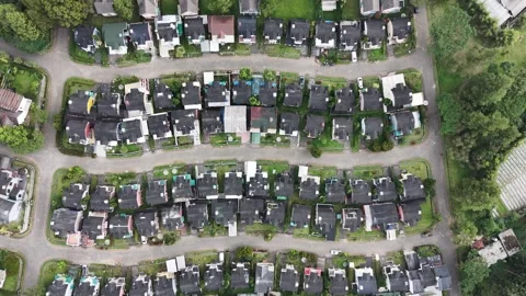Aerial View of Residential Housing Complex and Suburban Neighborhood Stock Footage 339550723