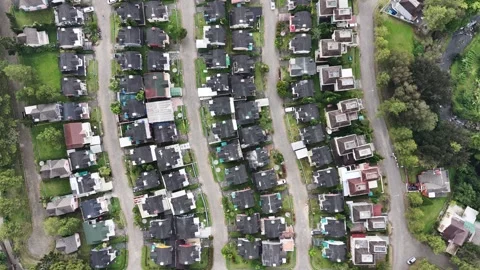 Aerial View of Residential Housing Complex and Suburban Neighborhood Stock Footage 339550766