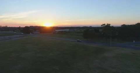 Aerial view of residential neighborhoods at sunset. Stock Footage