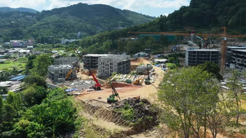 Aerial View of Resort Construction Site in Phuket Stock Footage 341506024