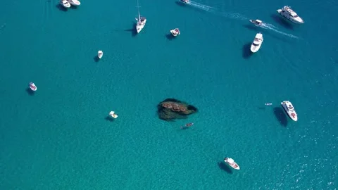 An aerial view of the resort with crystal clear turquoise sea Stock Footage 315059577