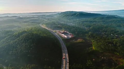 Aerial view of Rest Area Agro Km 445B on Solo-Semarang Toll, Indonesia. Stock Footage 340777902