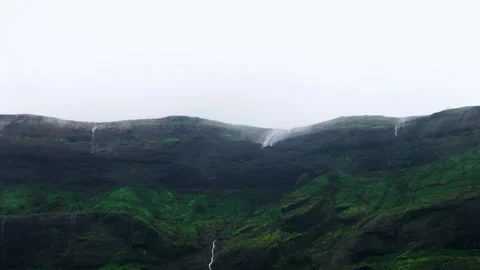 Aerial View of the Reverse Waterfall in Harishchandragad Wildlife Sanctuary Stock Footage 342701762