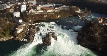 Aerial view of Rheinfall Stock Footage 85511582