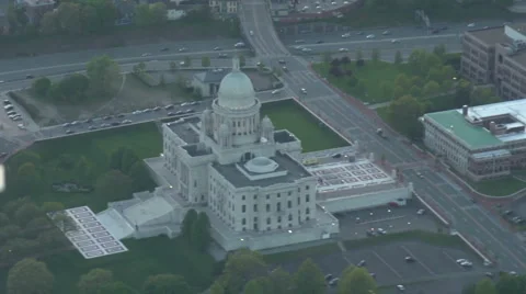 Aerial View of Rhode Island State Capitol Building Stock Footage 6037472
