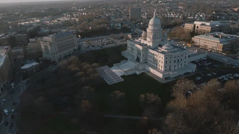 Aerial view of the Rhode Island State Capitol Stock Footage 325491677