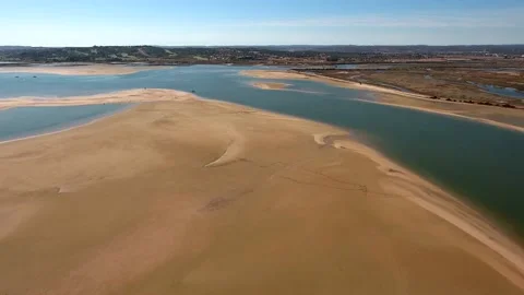 Aerial view of Ria de Alvor, Alvor, Algarve south of Portugal Stock Footage 151722227