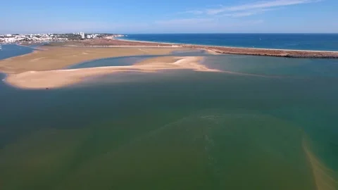 Aerial view of Ria de Alvor, Alvor, Algarve south of Portugal Stock Footage 151740420