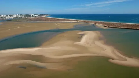 Aerial view of Ria de Alvor, Alvor, Algarve south of Portugal Stock Footage 151747899