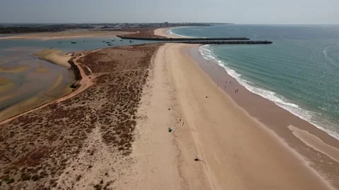 Aerial view of Ria de Alvor, Alvor, Algarve south of Portugal Stock Footage 154235996