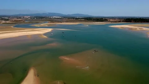 Aerial view of Ria de Alvor, Alvor, Algarve south of Portugal Stock Footage 154242826