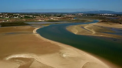 Aerial view of Ria de Alvor, Alvor, Algarve south of Portugal Stock Footage 154254125