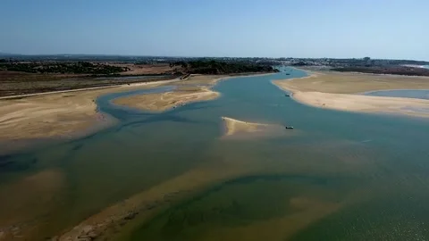 Aerial view of Ria de Alvor, Alvor, Algarve south of Portugal Stock Footage 154259145