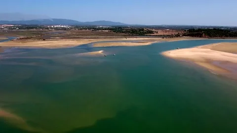 Aerial view of Ria de Alvor, Alvor, Algarve south of Portugal Stock Footage 154278800
