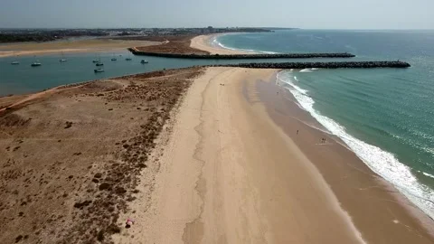 Aerial view of Ria de Alvor, Alvor, Algarve south of Portugal Stock Footage 154282933