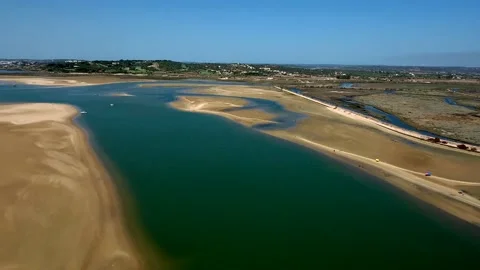 Aerial view of Ria de Alvor, Alvor, Algarve south of Portugal Stock Footage 154288850