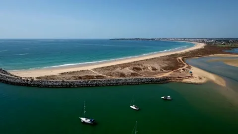 Aerial view of Ria de Alvor, Alvor, Algarve south of Portugal Stock Footage 154298632